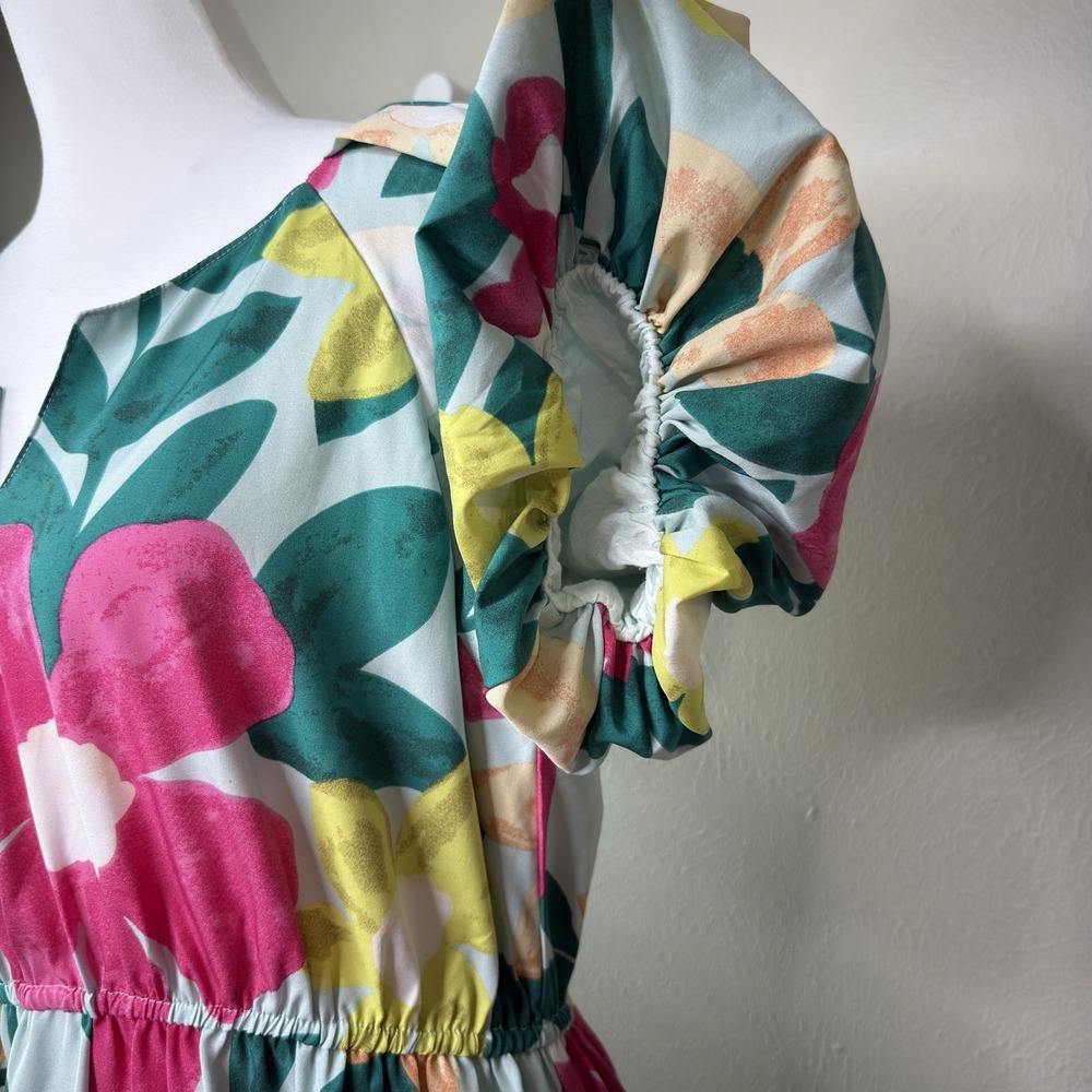 Umgee L Maxi Dress Floral Tropical Resort Vacation Sundress Beachy Peasant Boho - Picture 5 of 12